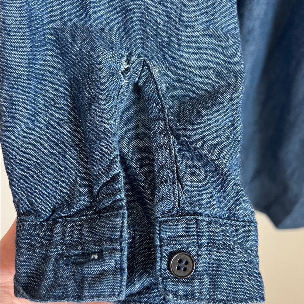 CP‎ Shades Indigo Cotton Twill Tunic Shirt Sz Medium - READ Pockets Lightweight - Picture 7 of 12